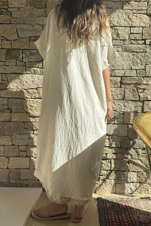 Yara Paisley Embroidered Shirt Dress White